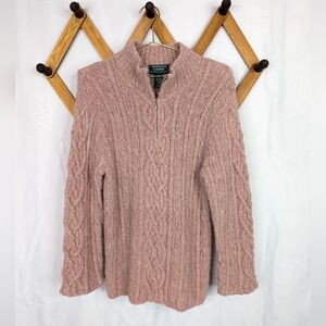 Lauren Ralph Lauren 100% Wool Hand Knit Fisherman Sweater Size Medium